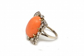 Antique Coral  Diamond Ring