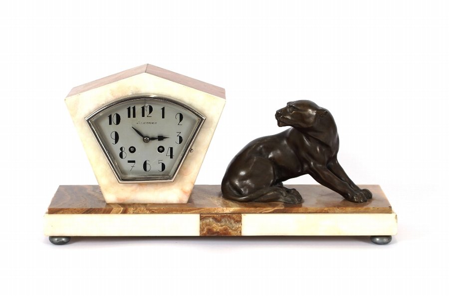 Art Deco marble mantel clock by Jacques