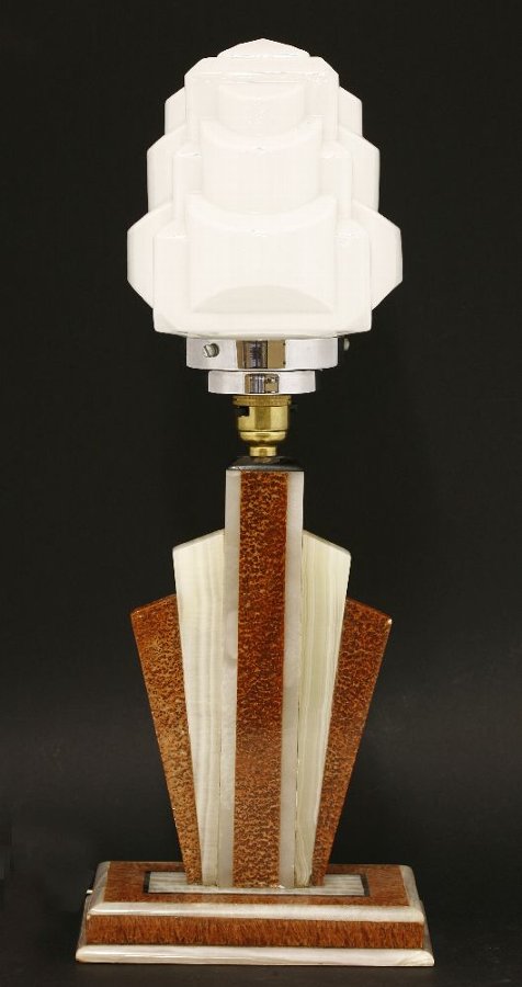 Art Deco marble and alabaster table lamp