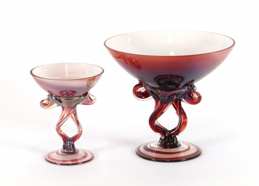 Two Venetian glass comports