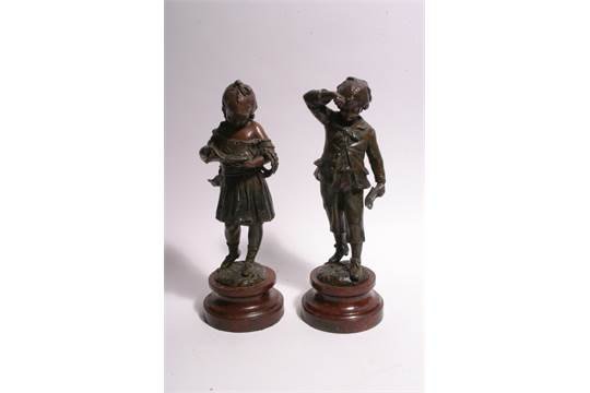 A pair of Spelter figures approximately 30cm tall