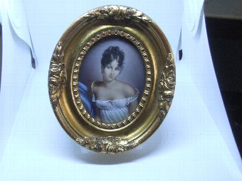 Miniature Portrait Painting of a Beautiful Woman in Period Costume