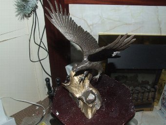Antique Ronald Van Ruyckevelt WINGS OF GLORY Solid Bronze Flying Eagle Sculpture Statue