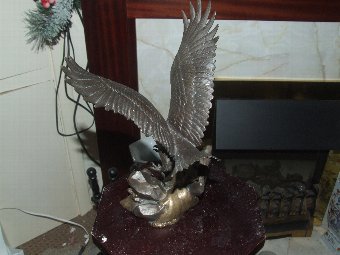 Antique Ronald Van Ruyckevelt WINGS OF GLORY Solid Bronze Flying Eagle Sculpture Statue