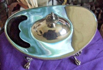 Antique Victorian Silver Plate  Spoon Warmer on Lions Claw Feet  