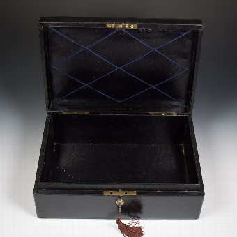 #9386 An Asprey Victorian Black Leather Documents Despatch Box