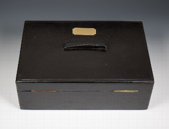 Antique #9386 An Asprey Victorian Black Leather Documents Despatch Box  