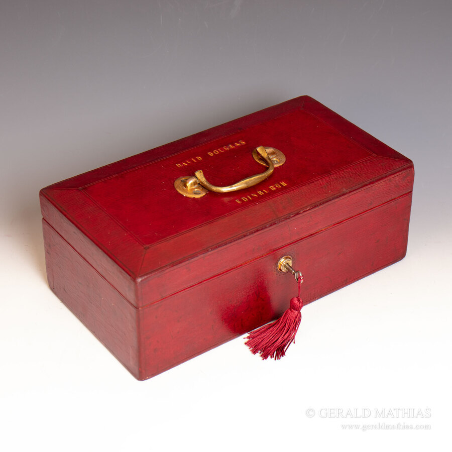 Antique #10087 A 19th Century Burgundy Leather Despatch Box