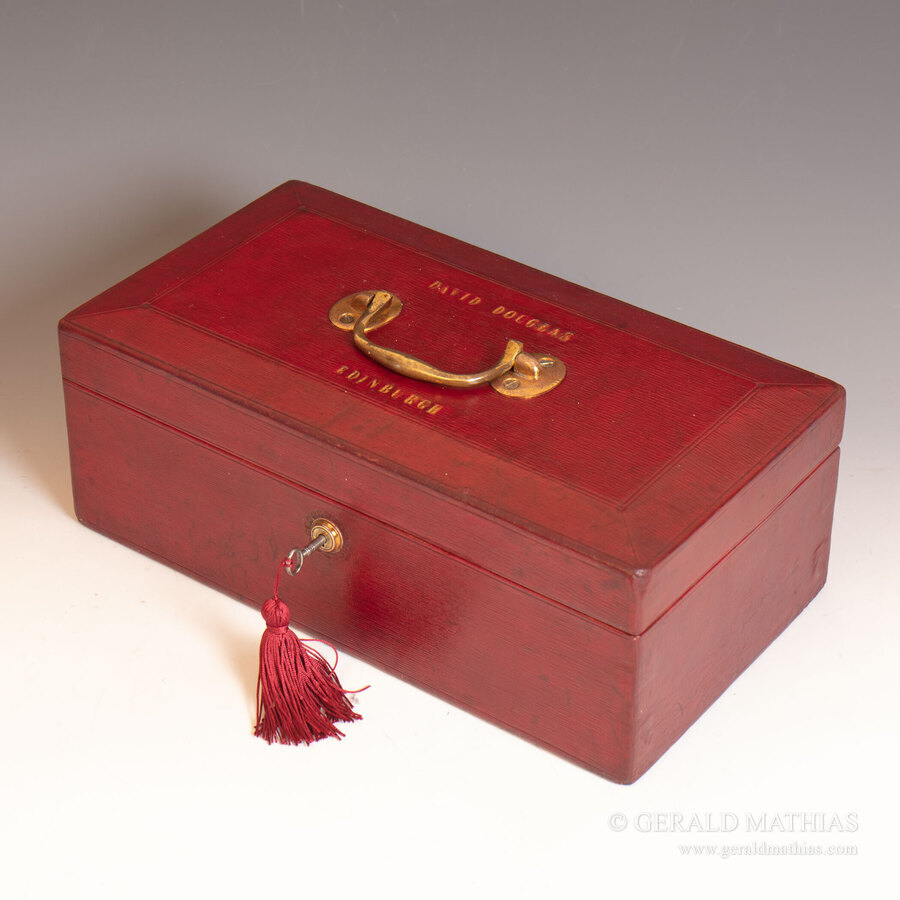 Antique #10087 A 19th Century Burgundy Leather Despatch Box