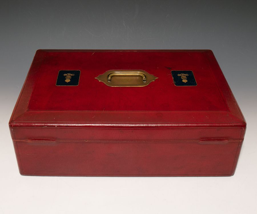 Antique #10159. An Edward VII ‘Wickwar’ Red Morocco Leather Despatch Box (Secretary of State for War)