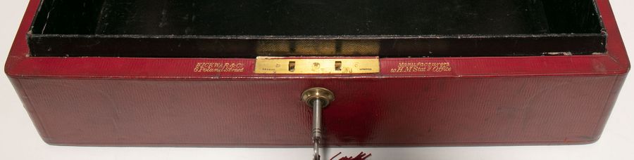 Antique #10159. An Edward VII ‘Wickwar’ Red Morocco Leather Despatch Box (Secretary of State for War)