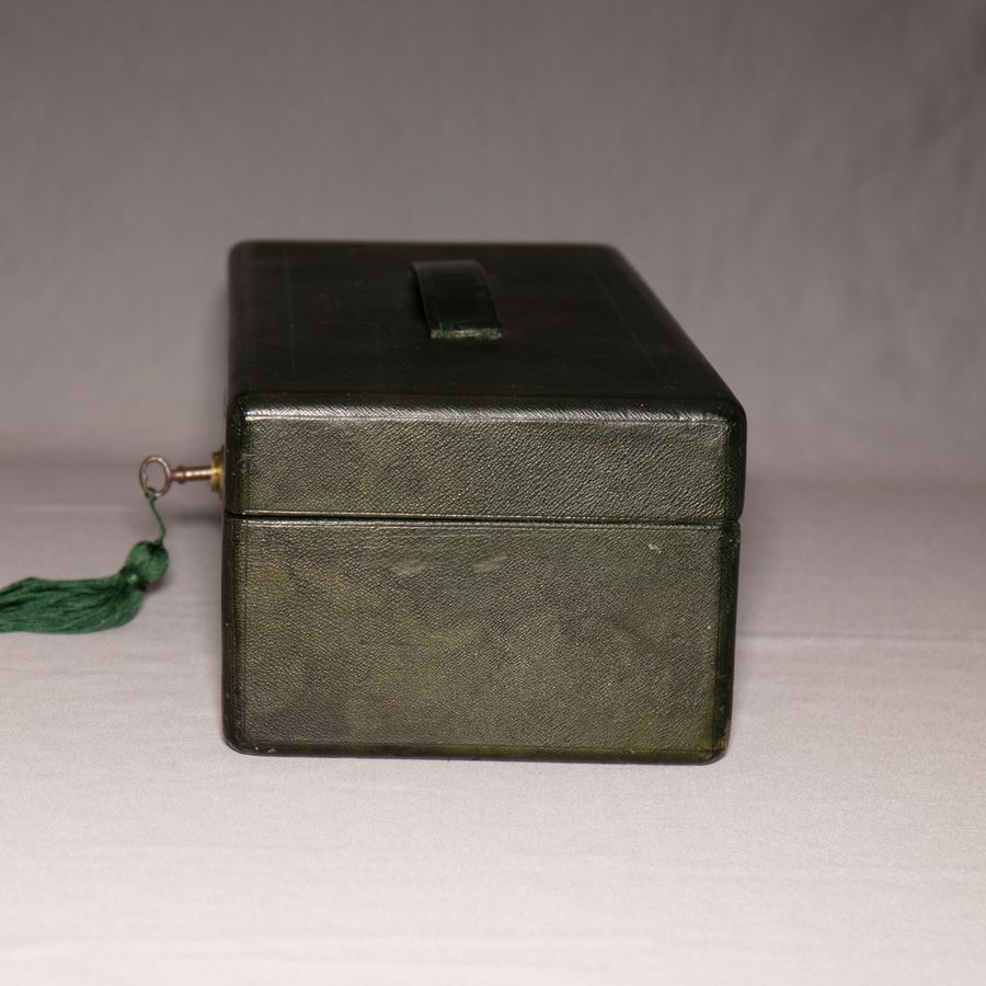 Antique #10174 Bramah & Prestage. A Green Oblong Mid Victorian Despatch Box