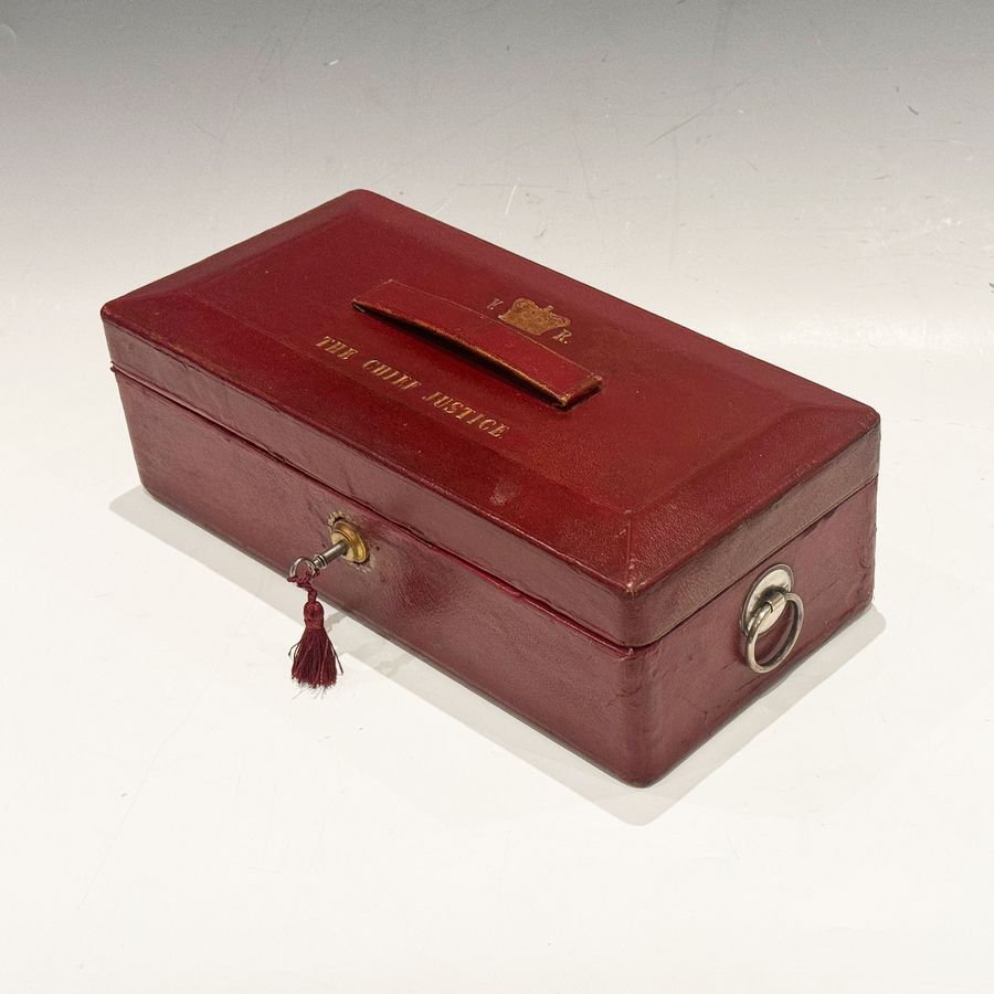 Antique #10181 A Victorian Red Morocco Leather Dispatch Box ‘THE CHIEF JUSTICE’