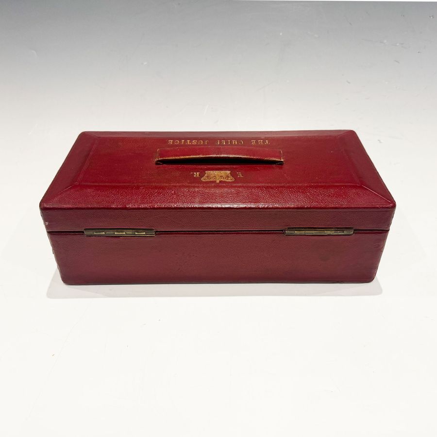 Antique #10181 A Victorian Red Morocco Leather Dispatch Box ‘THE CHIEF JUSTICE’