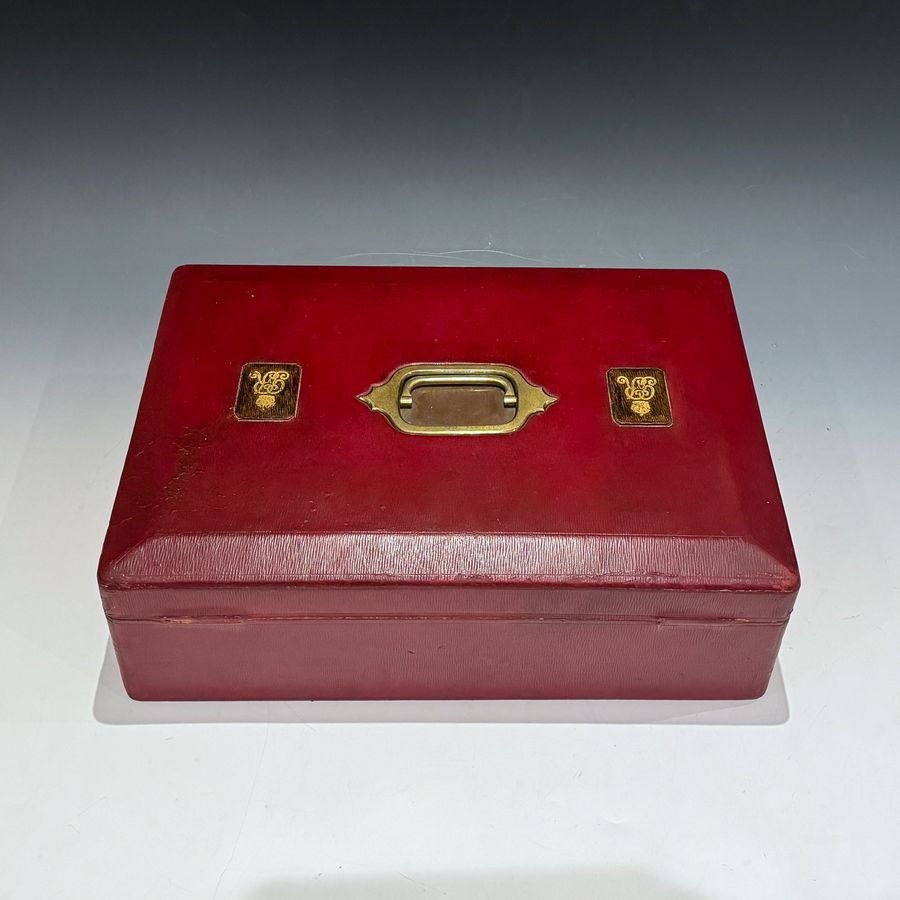 Antique #10179 A George V Red Morocco Leather Governmental Despatch Box.
