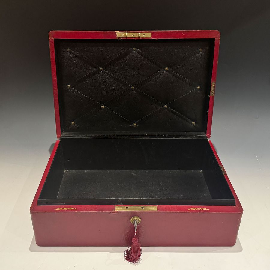 Antique #10179 A George V Red Morocco Leather Governmental Despatch Box.