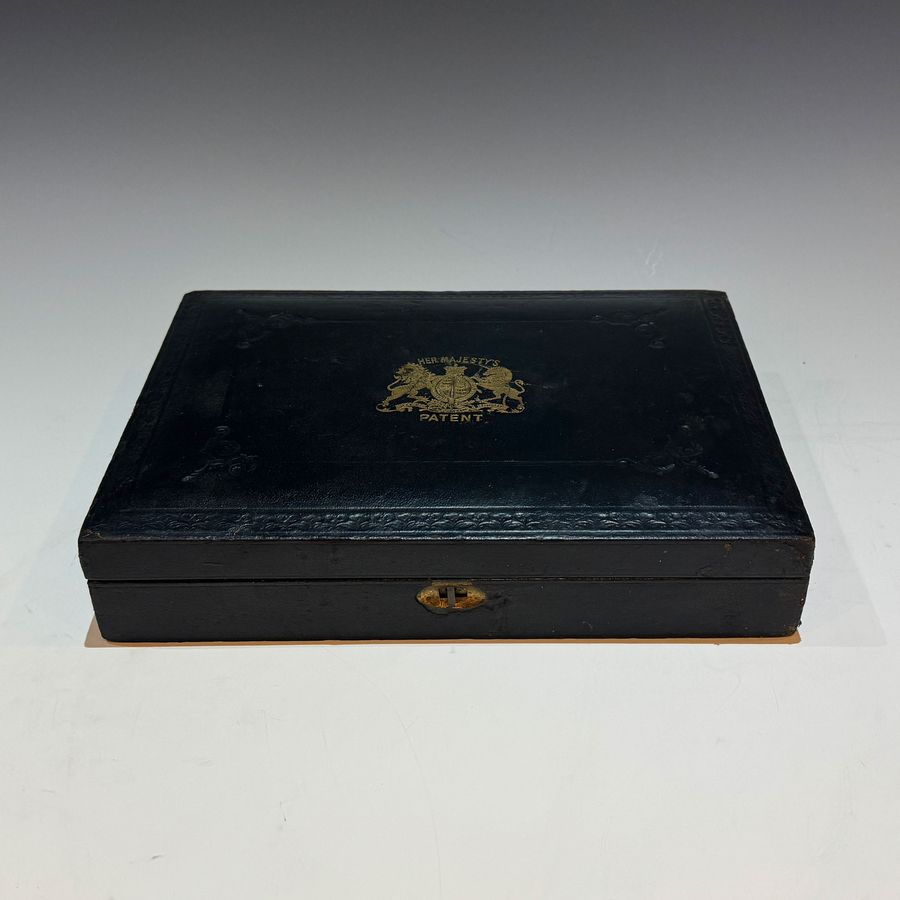 Antique #10188 Her Majesty’s Letters Patent Victorian Black Leather Clad Documents Box C1880