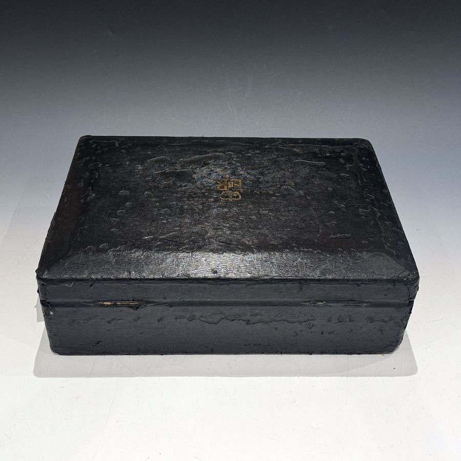 Antique #10184 EIIR Elizabeth II Black Canvas Covered Despatch Box