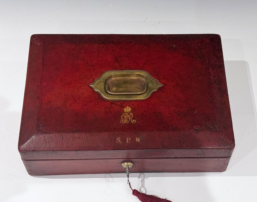 #10187 A George V Red Leather Clad Despatch Box. Sydney Perivale Waterlow
