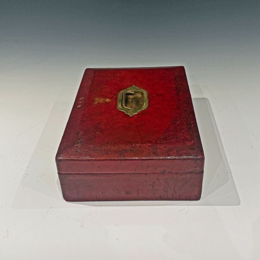 Antique #10187 A George V Red Leather Clad Despatch Box. Sydney Perivale Waterlow