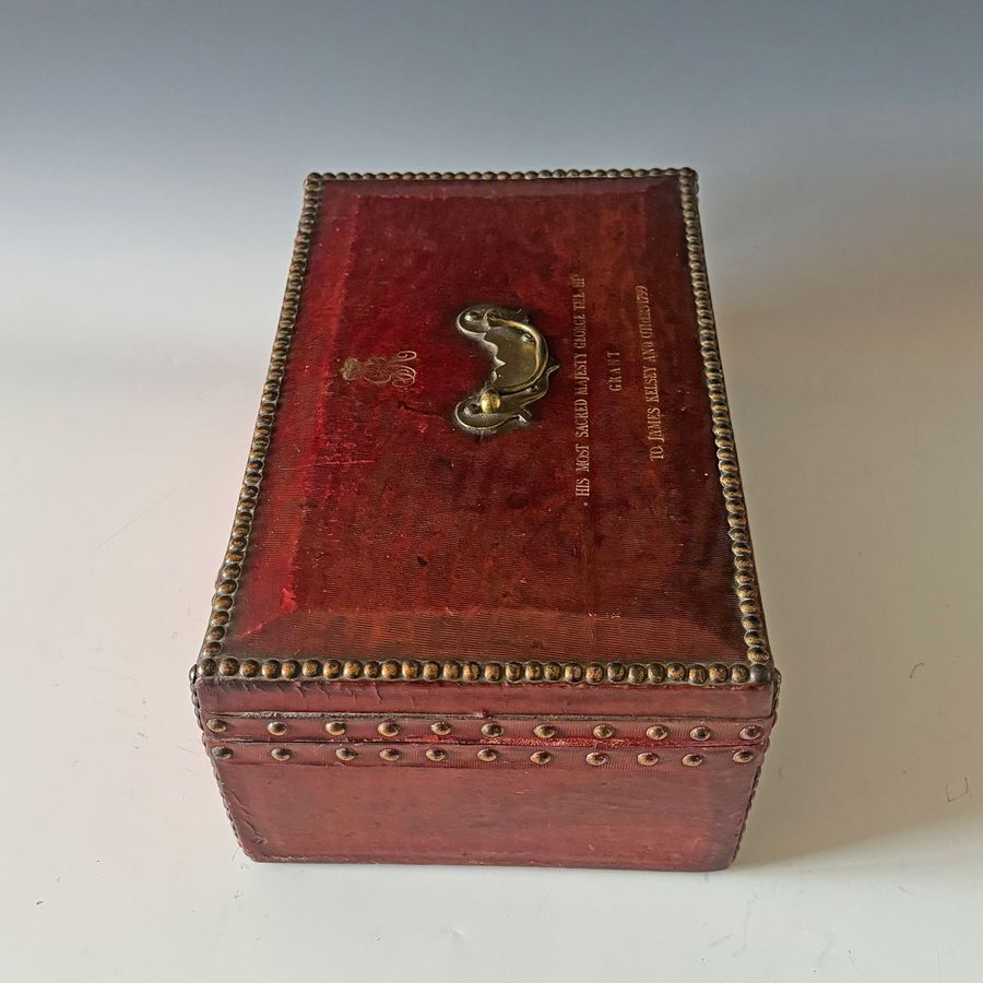 Antique #10189. ‘ His Most Sacred Majesty George III’ A Red Leather Documents/DespatchBox dated 1799.