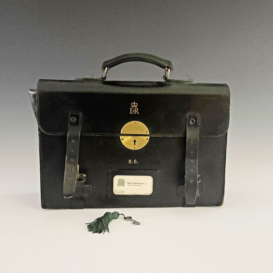 10192 Betty Boothroyd Her Black Leather House of Commons Briefcase.