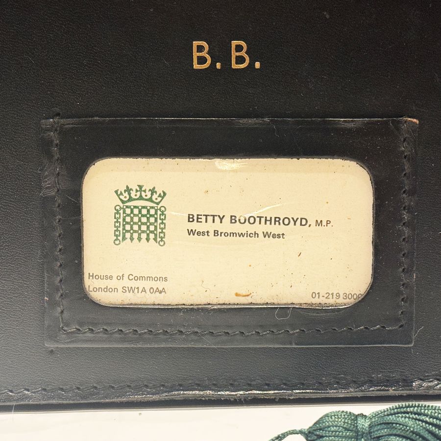 Antique 10192 Betty Boothroyd Her Black Leather House of Commons Briefcase.