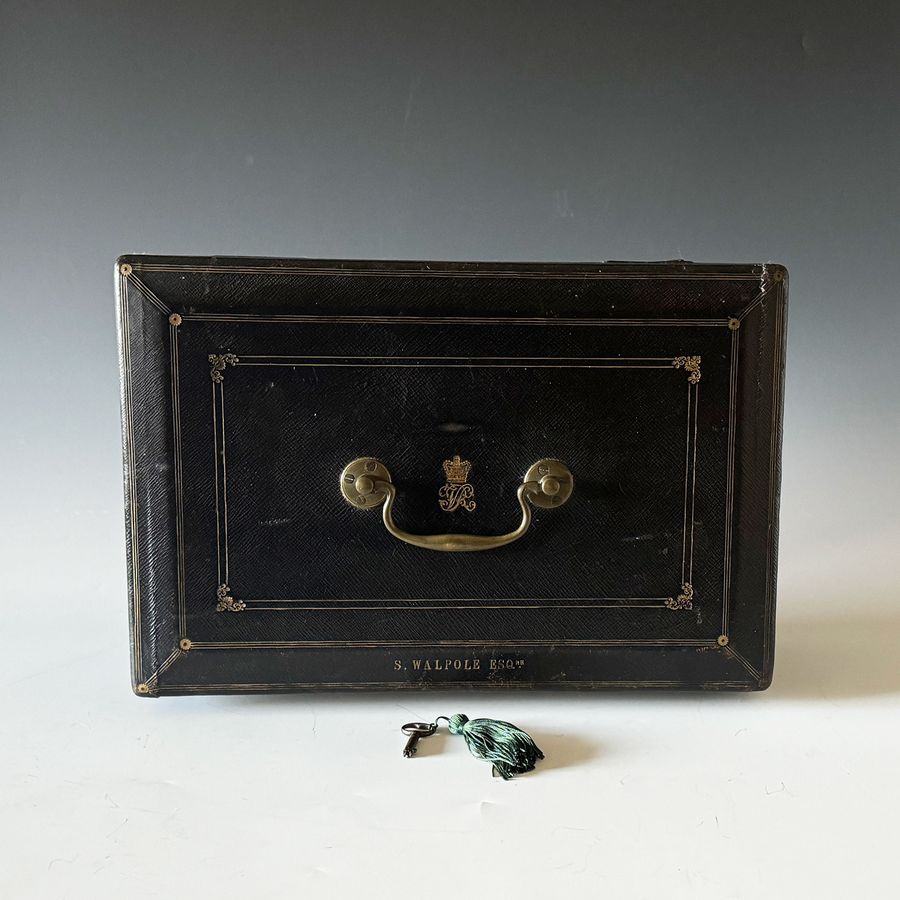#10194 A Victorian ‘Wickwar’ Black Leather Despatch Box – Spencer Horatio Walpole.