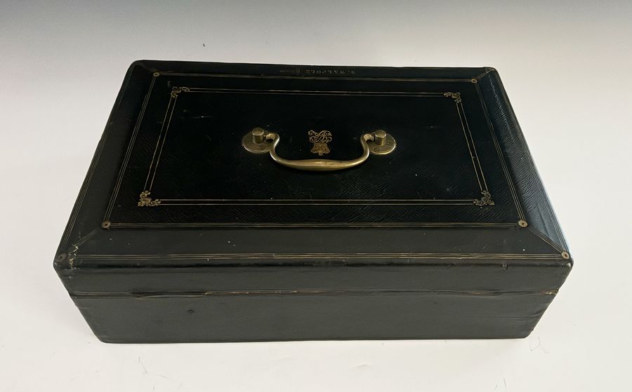 Antique #10194 A Victorian ‘Wickwar’ Black Leather Despatch Box – Spencer Horatio Walpole.