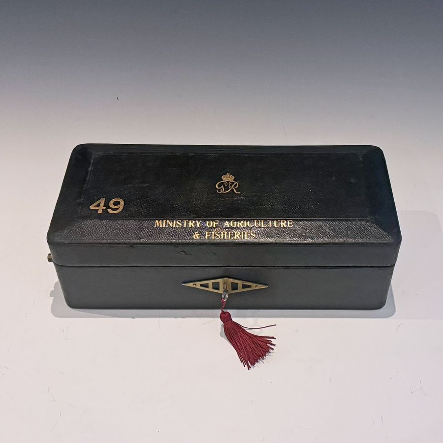 #10197. A George VI Black Leather Despatch Box. Ministry of Agriculture & Fisheries.