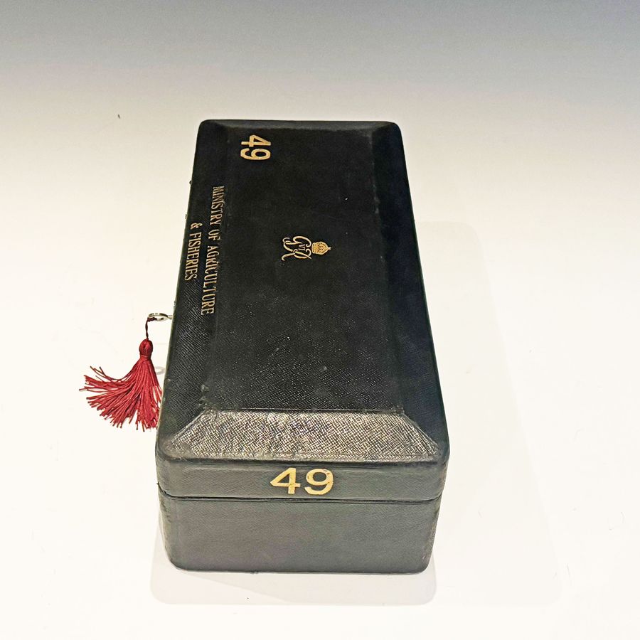 Antique #10197. A George VI Black Leather Despatch Box. Ministry of Agriculture & Fisheries.