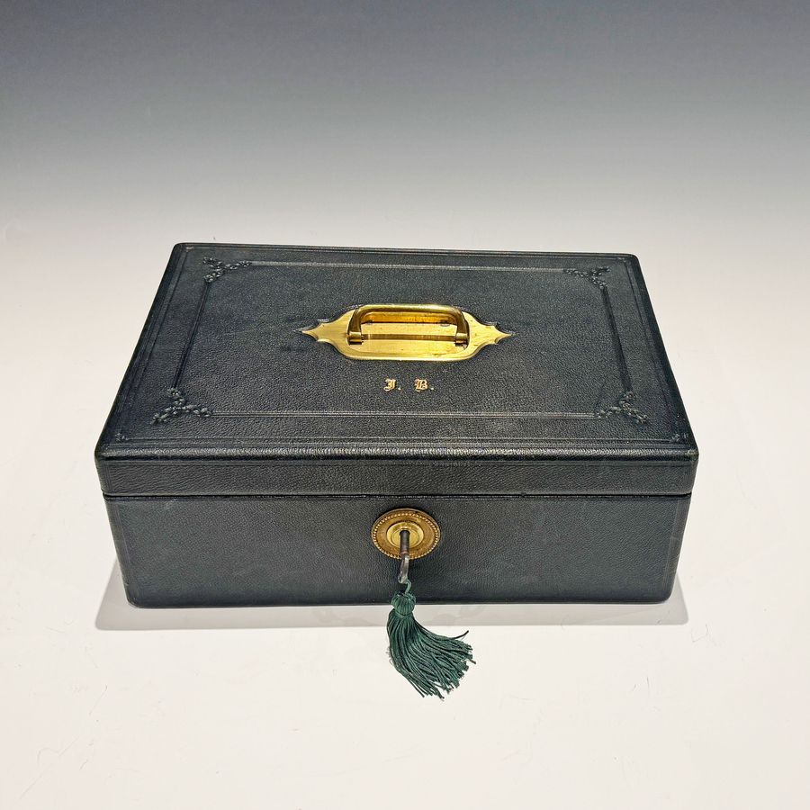 Antique #10195 W.&.J Milne Princes Street Edinburgh An Early 20th Century Pebble Grained Leather Documents Box