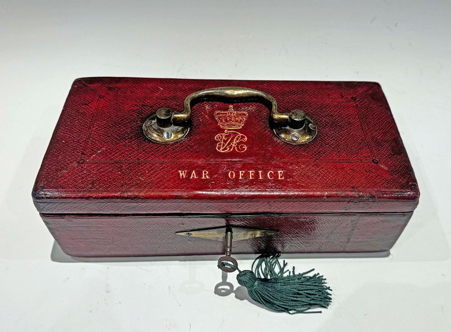 #10200 A 19th Century Wickwar Red Morocco Despatch Box ‘War Office’