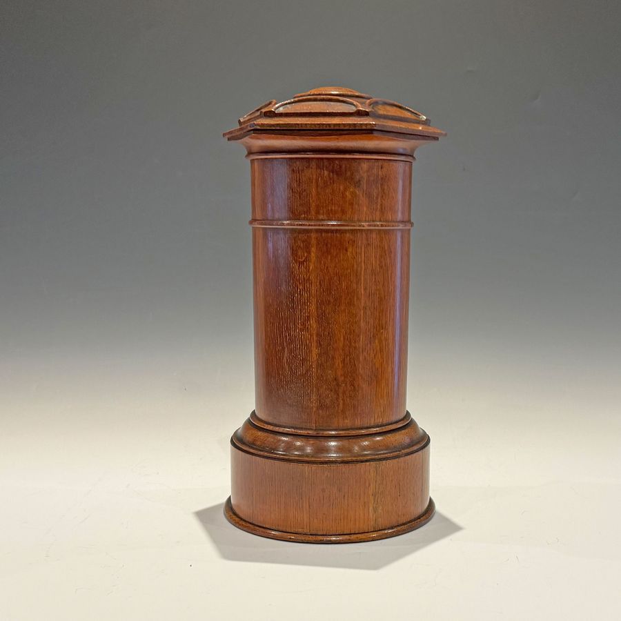 Antique #10203 A Victorian Miniature Oak Country House Pillar Post Box.