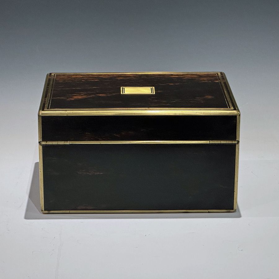 Antique #10202 Toulmin & Gale Victorian Brass Edged Coromandel Jewellery Box.