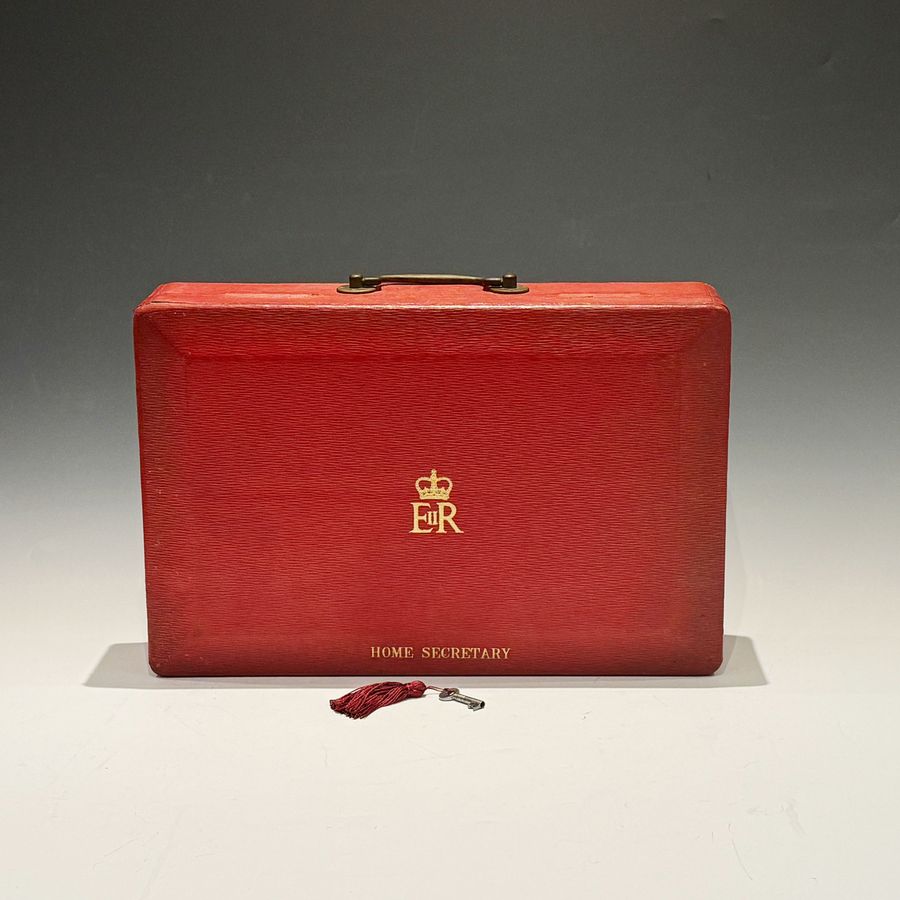 Antique #10204 EIIR Red Canvas Despatch Box ‘Home Secretary’