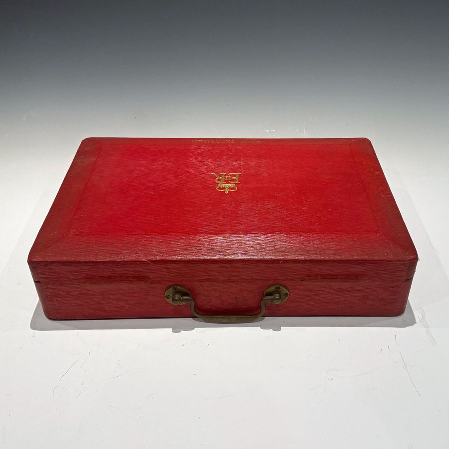 Antique #10204 EIIR Red Canvas Despatch Box ‘Home Secretary’