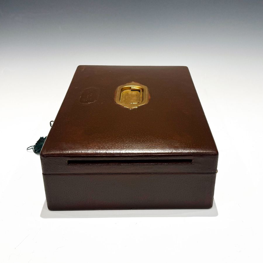 Antique #10205 An Early 20th Century Brown Leather Despatch Box with Postal Slot