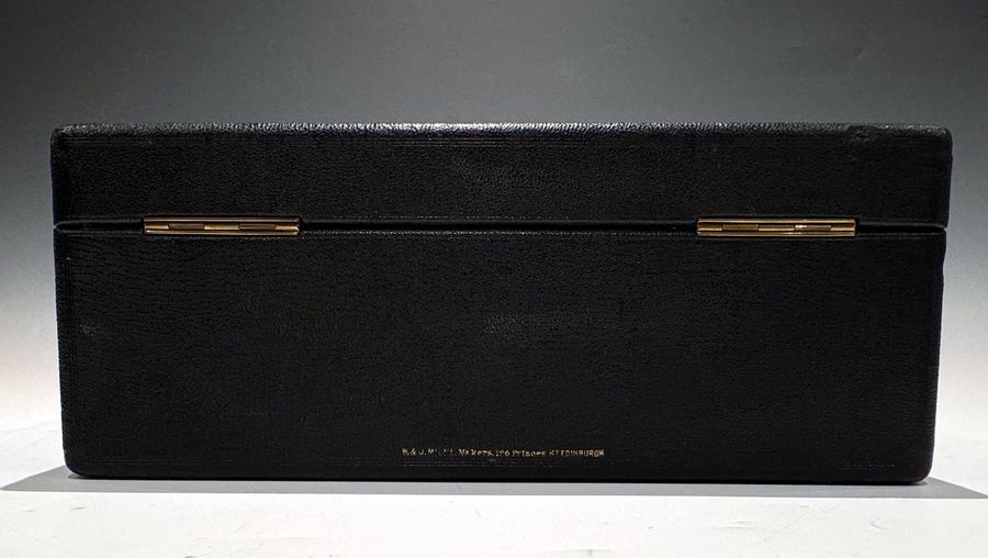 Antique #10102 Milne Edinburgh Pebble Grained Leather Documents Box