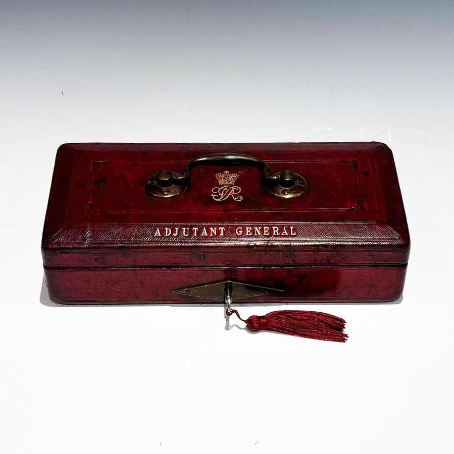 Antique #10206 A small Mid Victorian Red Morocco Leather Despatch Box