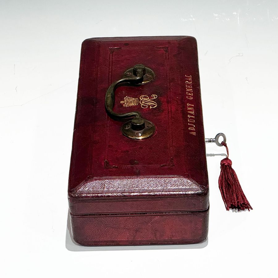 Antique #10206 A small Mid Victorian Red Morocco Leather Despatch Box