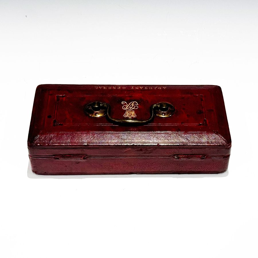 Antique #10206 A small Mid Victorian Red Morocco Leather Despatch Box