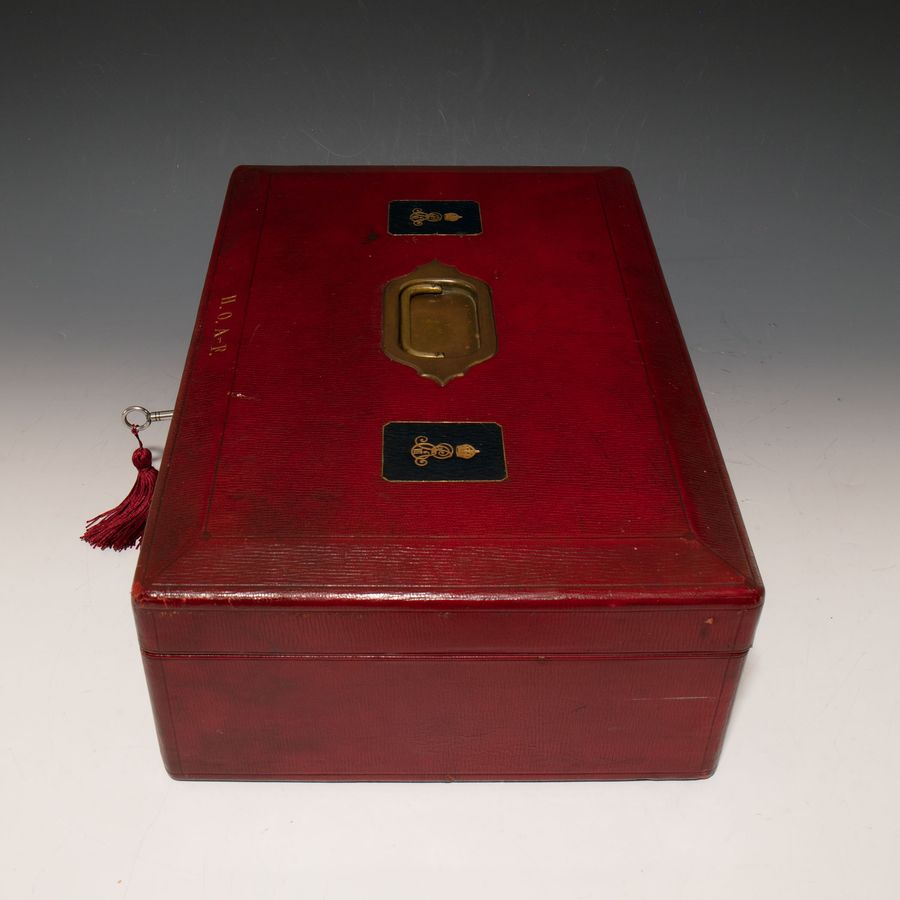 Antique #10159. An Edward VII ‘Wickwar’ Red Morocco Leather Despatch Box (Secretary of State for War)