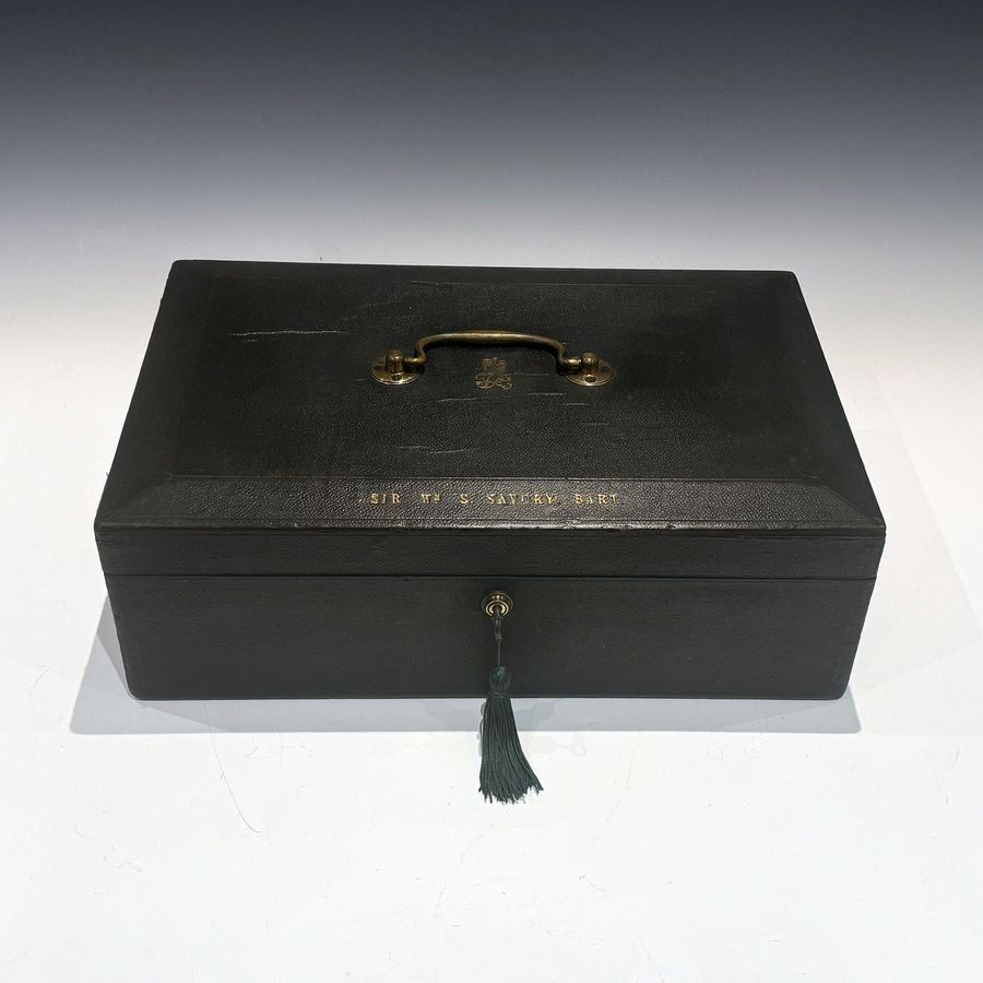 Antique #10178 Sir William Scovell Savory (Bart.) A Victorian Black Canvas Covered Dispatch Box