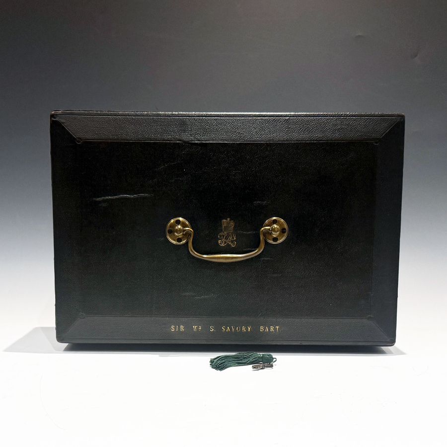 Antique #10178 Sir William Scovell Savory (Bart.) A Victorian Black Canvas Covered Dispatch Box