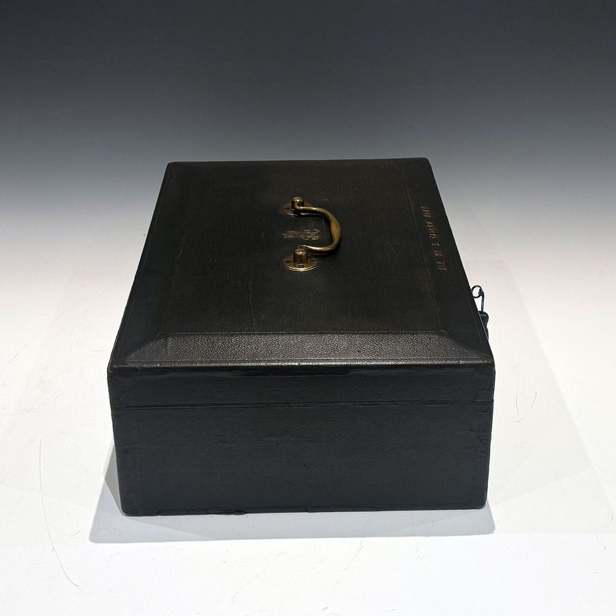 Antique #10178 Sir William Scovell Savory (Bart.) A Victorian Black Canvas Covered Dispatch Box