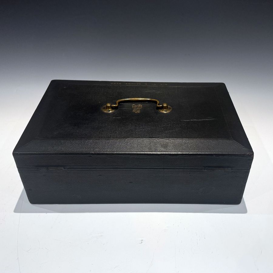 Antique #10178 Sir William Scovell Savory (Bart.) A Victorian Black Canvas Covered Dispatch Box