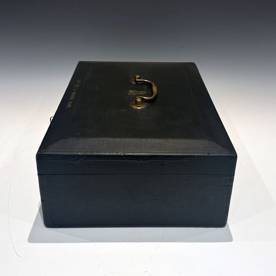 Antique #10178 Sir William Scovell Savory (Bart.) A Victorian Black Canvas Covered Dispatch Box