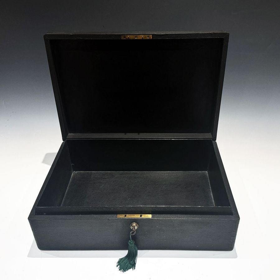 Antique #10178 Sir William Scovell Savory (Bart.) A Victorian Black Canvas Covered Dispatch Box