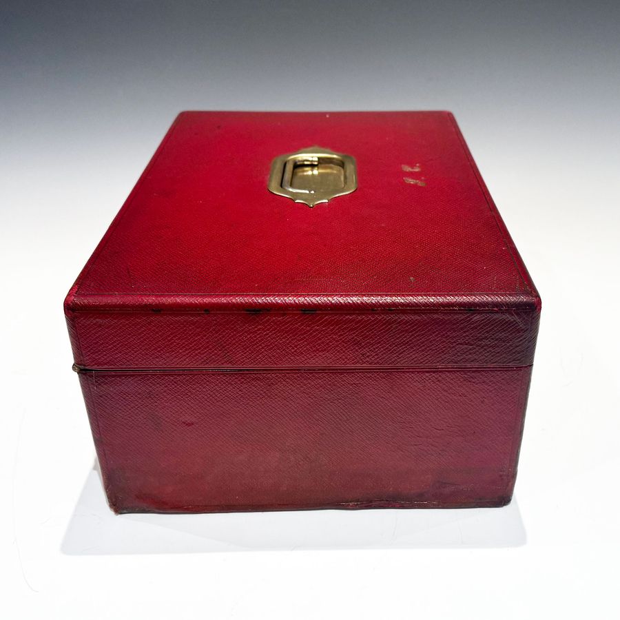 Antique #10219 A 1920’s Red Leather Covered Documents Writing Box